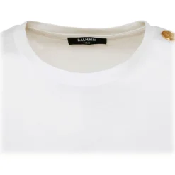 Balmain - Cotton Logo Print T-Shirt - White Black - Exclusive Luxury Collection - Avvenice