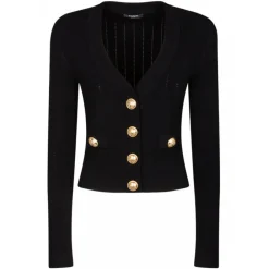 Balmain - Cropped Cardigan - Black - Exclusive Luxury Collection - Avvenice