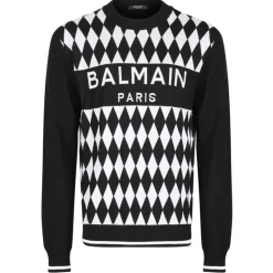 Balmain - Diamond Jacquard Jumper - Black - Exclusive Luxury Collection - Avvenice