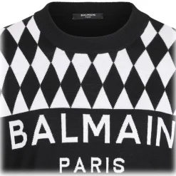 Balmain - Diamond Jacquard Jumper - Black - Exclusive Luxury Collection - Avvenice
