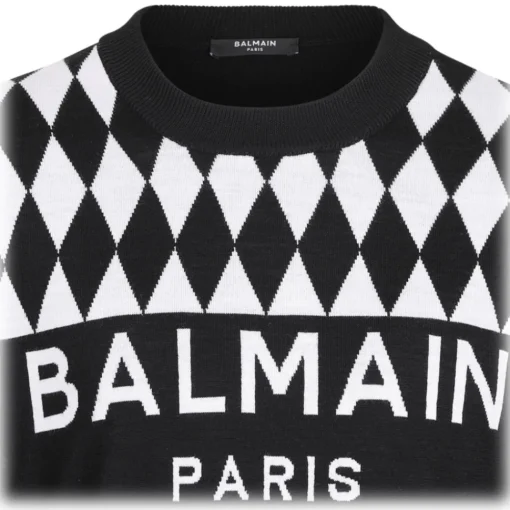 Balmain - Diamond Jacquard Jumper - Black - Exclusive Luxury Collection - Avvenice