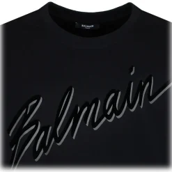 Balmain - Flocked Logo T-Shirt - Black - Exclusive Luxury Collection - Avvenice