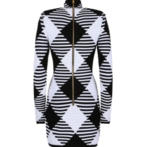 Balmain - Gingham Knit Mini Dress - Black White - Exclusive Luxury Collection - Avvenice^ Dresses