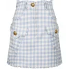Balmain - Gingham Tweed A-Line Skirt - Blue - Exclusive Luxury Collection - Avvenice