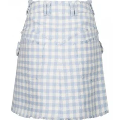 Balmain - Gingham Tweed A-Line Skirt - Blue - Exclusive Luxury Collection - Avvenice