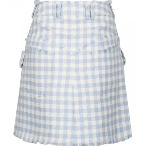Balmain - Gingham Tweed A-Line Skirt - Blue - Exclusive Luxury Collection - Avvenice