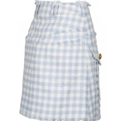 Balmain - Gingham Tweed A-Line Skirt - Blue - Exclusive Luxury Collection - Avvenice