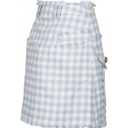 Balmain - Gingham Tweed A-Line Skirt - Blue - Exclusive Luxury Collection - Avvenice