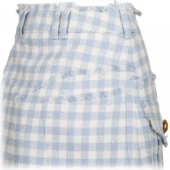 Balmain - Gingham Tweed A-Line Skirt - Blue - Exclusive Luxury Collection - Avvenice