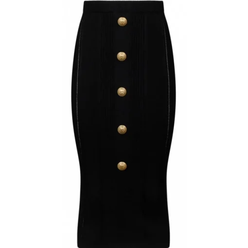 Balmain - Knit Midi Skirt - Black - Exclusive Luxury Collection - Avvenice^ Skirts