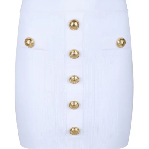 Balmain - Knit Skirt - White - Exclusive Luxury Collection - Avvenice