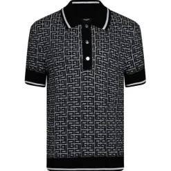 Balmain - Labyrinth Knitted Polo Shirt - Black - Exclusive Luxury Collection - Avvenice