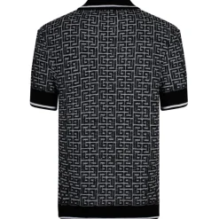 Balmain - Labyrinth Knitted Polo Shirt - Black - Exclusive Luxury Collection - Avvenice