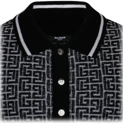 Balmain - Labyrinth Knitted Polo Shirt - Black - Exclusive Luxury Collection - Avvenice