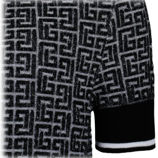 Balmain - Labyrinth Knitted Polo Shirt - Black - Exclusive Luxury Collection - Avvenice