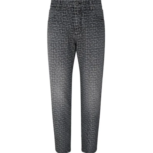 Balmain - Monogram Jacquard Jeans - Black White - Exclusive Luxury Collection - Avvenice