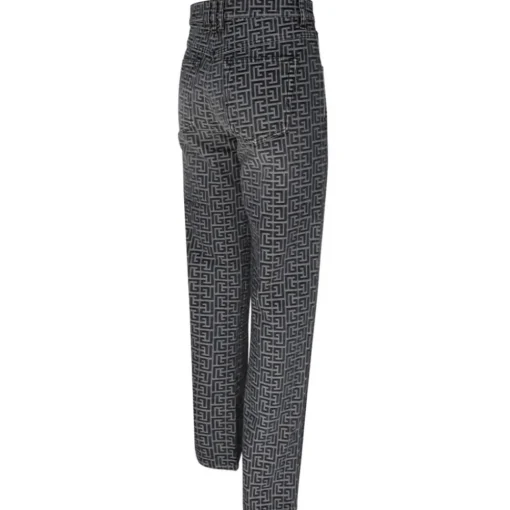 Balmain - Monogram Jacquard Jeans - Black White - Exclusive Luxury Collection - Avvenice