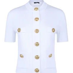 Balmain - Pointelle Knit Cardigan - White - Exclusive Luxury Collection - Avvenice