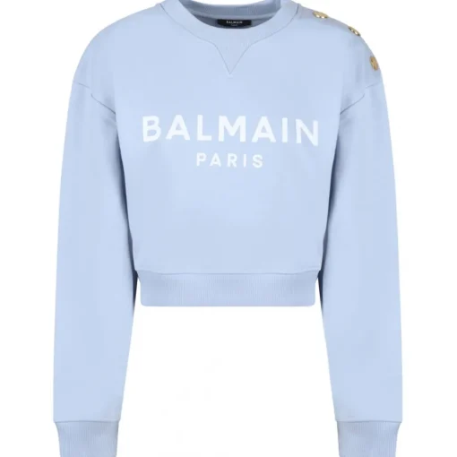 Balmain - Printed Sweatshirt - Light Blue - Exclusive Luxury Collection - Avvenice