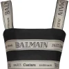 Balmain - Ribbon Jacquard Crop Top - Black Beige - Exclusive Luxury Collection - Avvenice