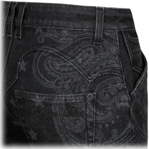 Balmain - Star and Paisley Print Denim Jeans - Black - Exclusive Luxury Collection - Avvenice