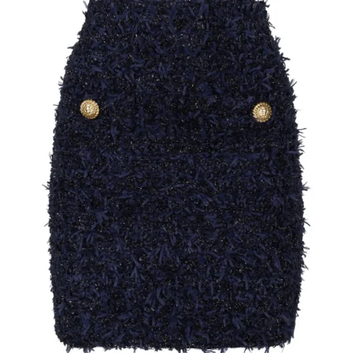 Balmain - Tweed Mini Skirt - Dark Blue - Exclusive Luxury Collection - Avvenice