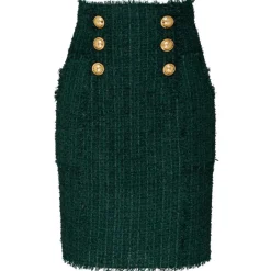 Balmain - Tweed Pencil Skirt - Dark Green - Exclusive Luxury Collection - Avvenice