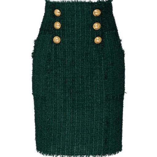 Balmain - Tweed Pencil Skirt - Dark Green - Exclusive Luxury Collection - Avvenice