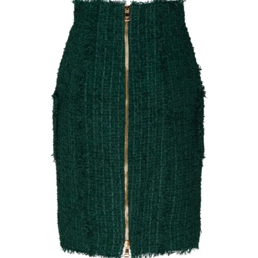Balmain - Tweed Pencil Skirt - Dark Green - Exclusive Luxury Collection - Avvenice