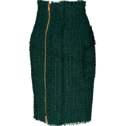 Balmain - Tweed Pencil Skirt - Dark Green - Exclusive Luxury Collection - Avvenice