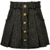 Balmain - Tweed Pleated Mini Skirt - Black Gold - Exclusive Luxury Collection - Avvenice
