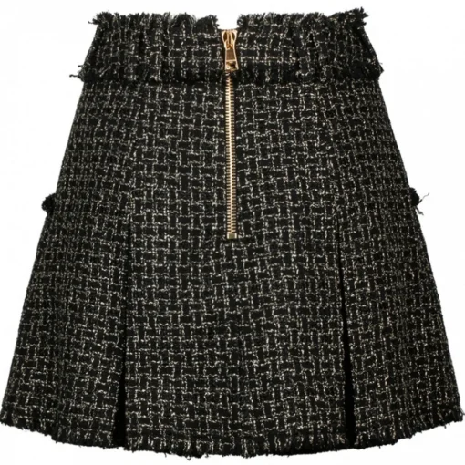 Balmain - Tweed Pleated Mini Skirt - Black Gold - Exclusive Luxury Collection - Avvenice