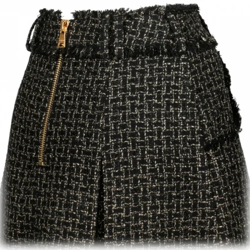 Balmain - Tweed Pleated Mini Skirt - Black Gold - Exclusive Luxury Collection - Avvenice