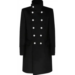 Balmain - Wool Double Breasted Coat - Black - Exclusive Luxury Collection - Avvenice
