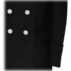 Balmain - Wool Double Breasted Coat - Black - Exclusive Luxury Collection - Avvenice