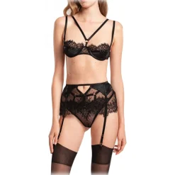 Belarex - Brussels Suspender Belt - Black - Suspender Belt - Lingerie - Luxury Exclusive Collection - Avvenice^ Swimwear