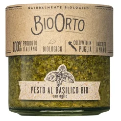 BioOrto - Organic Basil Pesto with Garlic - Organic Preserved Foods - 180 g - Avvenice^ Preserved Foods