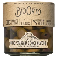 BioOrto - Organic Pitted Peranzana Olives in Evo Oil - Organic Preserved Foods - 180 g - Avvenice^ Preserved Foods