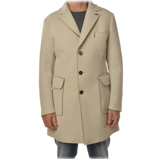 BoB Company - 3/4 Coat in Cloth Fabric - Cream - Jacket - Made in Italy - Luxury Exclusive Collection - Avvenice^ Jackets