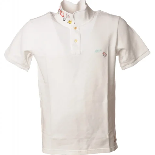 BoB Company - Polo Shirt with Short Sleeves and Print Detail - White - T-Shirt - Made in Italy - Luxury Exclusive Collection - Avvenice