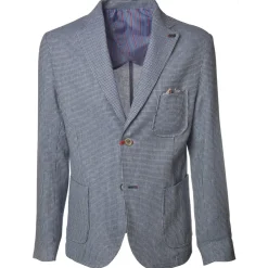 BoB Company - Single-Breasted Jacket in Checkered Pattern - Light-Blue - Jacket - Made in Italy - Luxury Exclusive Collection - Avvenice