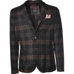 BoB Company - Single-Breasted Jacket in Checked Pattern - Blue - Jacket - Made in Italy - Luxury Exclusive Collection - Avvenice^ Jackets