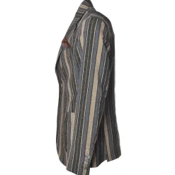 BoB Company - Single-Breasted Jacket in Pinstripe Pattern - Blue/Beige - Jacket - Made in Italy - Luxury Exclusive Collection - Avvenice^ Jackets