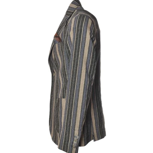 BoB Company - Single-Breasted Jacket in Pinstripe Pattern - Blue/Beige - Jacket - Made in Italy - Luxury Exclusive Collection - Avvenice^ Jackets