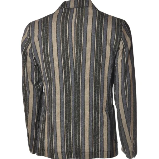 BoB Company - Single-Breasted Jacket in Pinstripe Pattern - Blue/Beige - Jacket - Made in Italy - Luxury Exclusive Collection - Avvenice^ Jackets