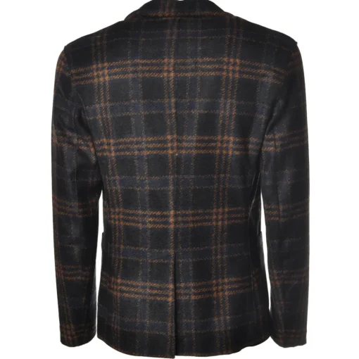 BoB Company - Single-Breasted Jacket in Checked Pattern - Blue - Jacket - Made in Italy - Luxury Exclusive Collection - Avvenice^ Jackets