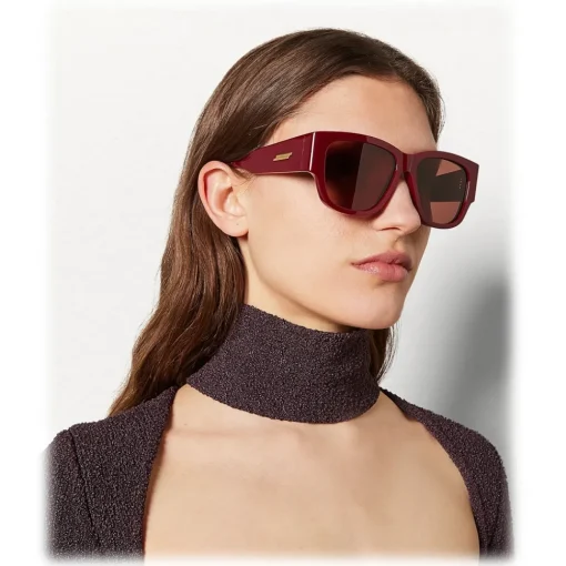 Bottega Veneta - Acetate D Design Sunglasses - Bordeaux Red - Sunglasses - Eyewear - Avvenice