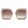 Bottega Veneta - Acetate Square Oversize Sunglasses - Brown Gold - Sunglasses - Eyewear - Avvenice