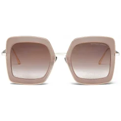 Bottega Veneta - Acetate Square Oversize Sunglasses - Brown Gold - Sunglasses - Eyewear - Avvenice