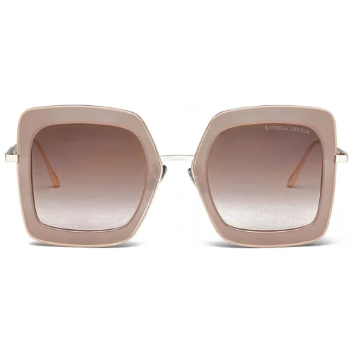 Bottega Veneta - Acetate Square Oversize Sunglasses - Brown Gold - Sunglasses - Eyewear - Avvenice